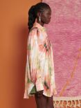GHOSPELL Salma Abstract print Sequin Oversized Shirt, Multi