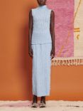GHOSPELL Jamila Textured Stretch Midi Skirt, Blue