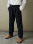 Reiss Kids' Wilfred Linen Stretch Waist Trousers, Navy