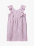 Benetton Kids' Linen Blend Abstract Leaf Print Dress, Lilac/Multi