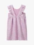 Benetton Kids' Linen Blend Abstract Leaf Print Dress, Lilac/Multi