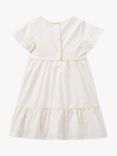 Benetton Kids' Floral Embroidered Poplin Tiered Dress, Cream