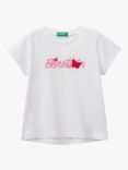 Benetton Kids' Butterfly Logo T-Shirt, Optical White