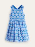 Mini Boden Kids' Cross Back Seashells Dress, Blue