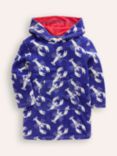 Mini Boden Kids' Lobster Towelling Hooded Throw On, Navy Lobster