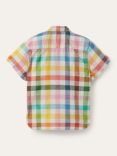 Boden Kids' Linen Blend Gingham Shirt, Multi
