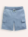 Mini Boden Kids' Jersey Drawstring Cargo Shorts, Pebble Blue