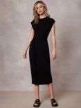 Mint Velvet Jersey Knot Midi Dress, Black