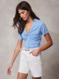 Mint Velvet Linen Twist T-Shirt, Blue