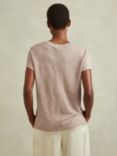 Reiss Lottie Linen V-Neck T-Shirt, Mink