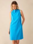 Ro&Zo High Cowl Neck Linen Blend Shift Dress, Blue