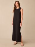 Ro&Zo Petite Linen Blend Tie Waist Column Maxi Dress, Black