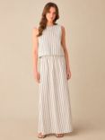 Ro&Zo Petite Double Stripe Linen Blend Maxi Skirt, Ivory/Black