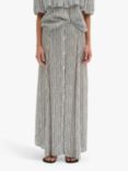 MY ESSENTIAL WARDROBE Melissa Striped Button Through Maxi Skirt, Snow White/Black