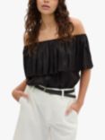 MY ESSENTIAL WARDROBE Melissa Bardot Ruffle Top, Black