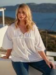 Live Unlimited Curve Crinkle Tie Front Top, White