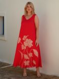 Live Unlimited Curve Floral Print Sleeveless Maxi Dress, Red