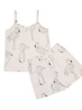 Chelsea Peers Kids' Flamingo Sketch Print Cami Short Pyjamas Set, Off White