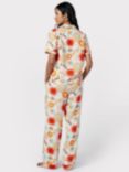 Chelsea Peers Sun & Moon Print Short Sleeve Long Pyjamas, Off White/Multi