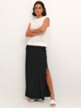 KAFFE Silja Side Slit Maxi Skirt, Deep Black