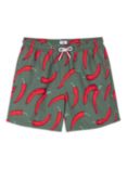 Chelsea Peers Chilli Pepper Print Swim Shorts, Khaki/Red