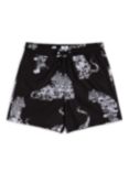 Chelsea Peers Lotus Tiger Print Swim Shorts, Black/White