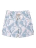 Chelsea Peers Kids' Tiled Turtle Swim Shorts, Off White/Blue