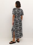 KAFFE Amber Short Sleeve V-Neck Maxi Dress, Black/White Graphic