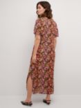 KAFFE Amber Short Sleeve V-Neck Maxi Dress, Melon/Pink