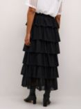 KAFFE Juliane A-Line Tiered Maxi Skirt, Deep Black
