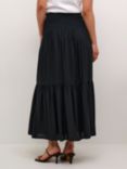 KAFFE Ecovero Smock Waist A-Line Fit Maxi Skirt, Black Deep