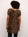 KAFFE Amber Short Sleeve Scoop Neck Tunic, Classic Leopard