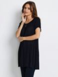 KAFFE Amber Short Sleeve Scoop Neck Tunic, Black Deep