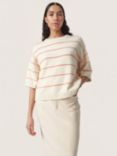Soaked In Luxury Rava Crew Neck Relaxed Fit Jumper, White/Hot