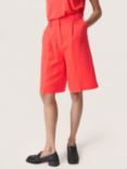 Soaked In Luxury Malia Linen Blend Chino Shorts, Hot Coral