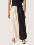 Soaked In Luxury Cevina Two Tone A-Line Maxi Skirt, Black/White