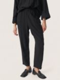 Soaked In Luxury Vinda Linen Blend Casual Cropped Trousers, Black