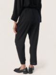 Soaked In Luxury Vinda Linen Blend Casual Cropped Trousers, Black