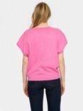 Saint Tropez Mila Short Sleeve Round Neck Top, Pink Cosmos Melange