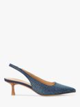 Dune Colette Embellished Denim Slingback Court Shoes, Blue