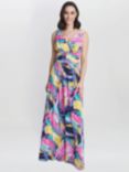 Gina Bacconi Camille Abstract Print Jersey Maxi Dress, Peach/Multi