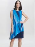 Gina Bacconi Edie Jersey Shift Dress with Chiffon Overlay, Navy/Multi