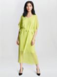 Gina Bacconi Francesca Cold Shoulder Chiffon Midi Dress, Lime