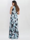 Gina Bacconi Irina Metallic Thread Floral Maxi Dress, Black/Multi