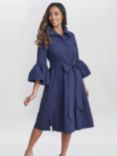 Gina Bacconi Melinda Taffeta Midi Shirt Dress, Navy