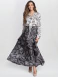 Gina Bacconi Dakota Satin Elastic Waist Skirt, Black/White