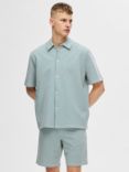 SELECTED HOMME Relaxed Fit Organic Cotton Blend Stripe Shirt, Dragonfly