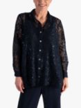 chesca Sequin Lace Shirt, Dark Navy