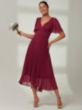 Jolie Moi Elene Chiffon Pleated Maxi Dress, Raspberry