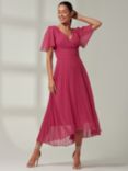 Jolie Moi Elene Chiffon Midi Dress, Fuchsia Pink